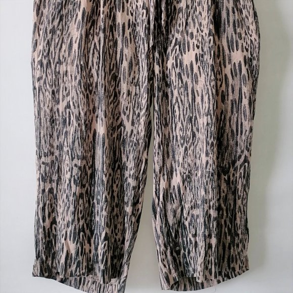 Jessica Simpson Womens Black Brown Leopard Print Tie Waist Capri Pant Size 2X - Picture 3 of 7